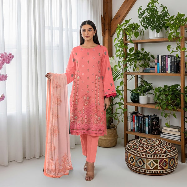 Unstitched Premium Embroidered Lawn Suit – 3 Piece Chashni –vol –7 –D01