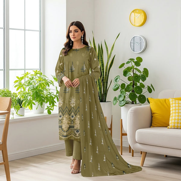 Fiza Noor Summer Lawn 3PC – Printed Shirt & Dupatta with Cambric Trouser R5 D –1