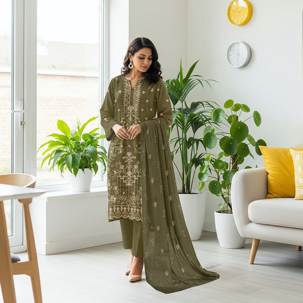 Fiza Noor Summer Lawn 3PC – Printed Shirt & Dupatta with Cambric Trouser R5 D –2