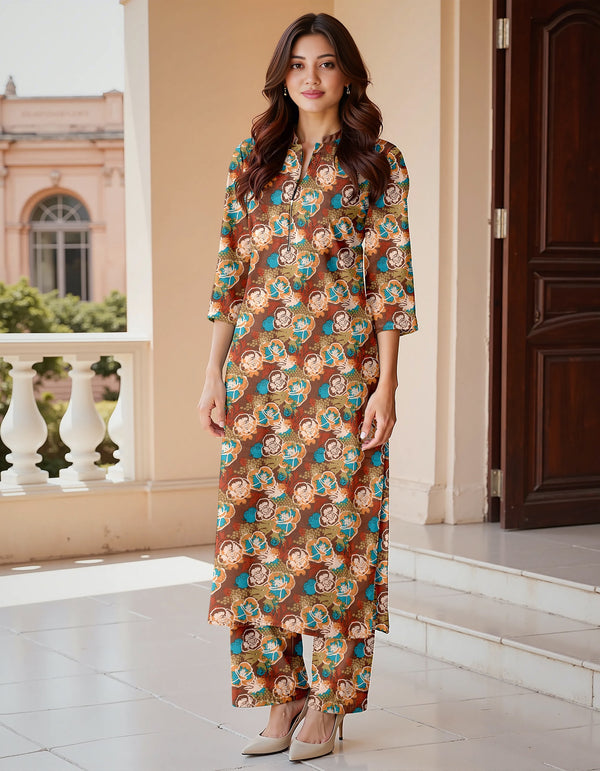Fiza Noor Summer Printed Lawn 2-Piece Suit – Shirt & Trouser MER85