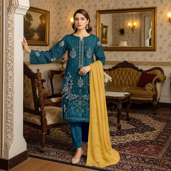 Fiza Noor Summer Lawn 3PC – Printed Shirt & Dupatta with Cambric Trouser R5 D –8