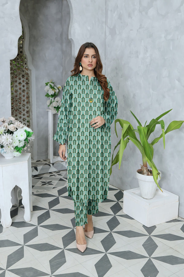 Fiza Noor Summer Printed Lawn 2-Piece Suit – Shirt & Trouser MER32