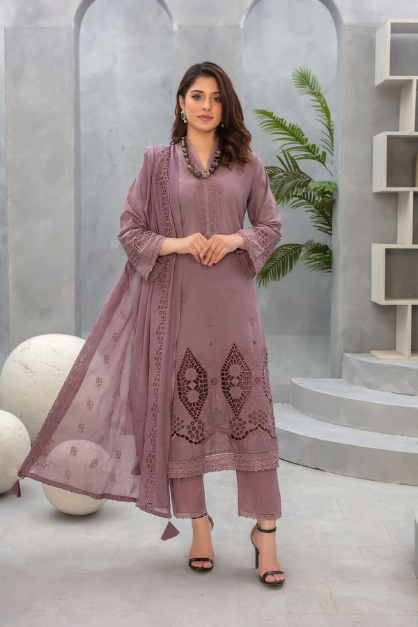 Unstiched Dyed Base Embroidered Lawn 3pc