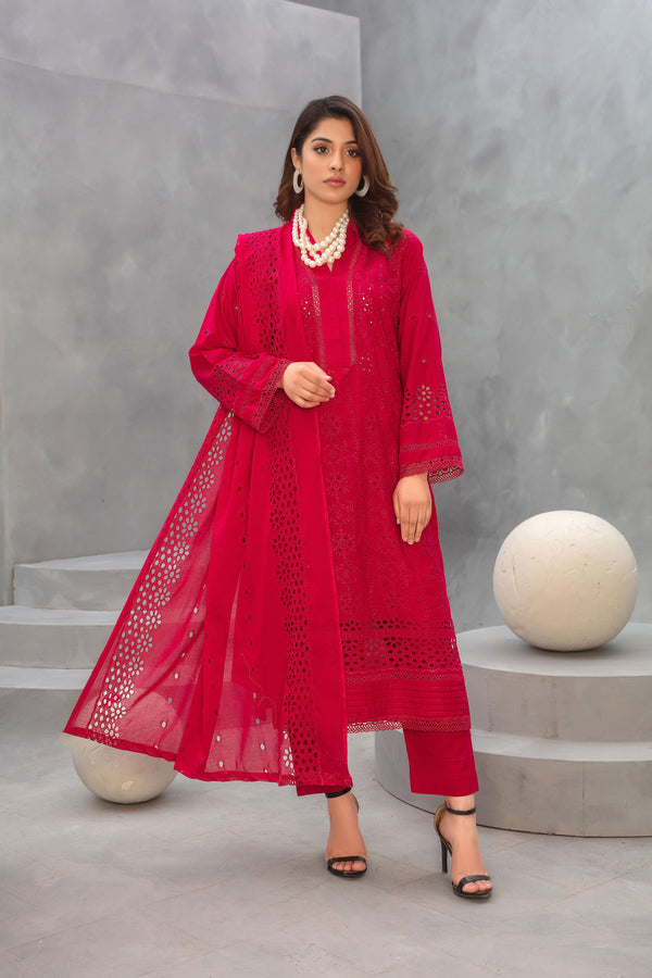 Unstiched Dyed Base Embroidered Lawn 3pc