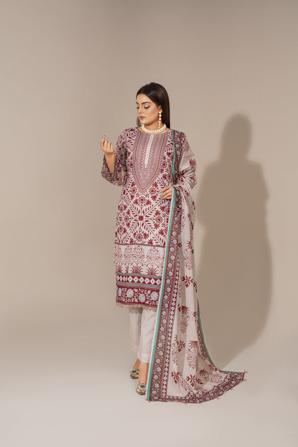 Unstiched Digital Printed Lawn 3pc