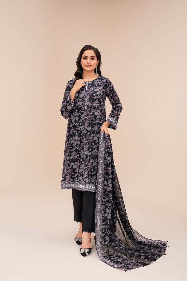 Fiza Noor Summer Lawn 3PC – Printed Shirt & Dupatta with Cambric Trouser MAN A08