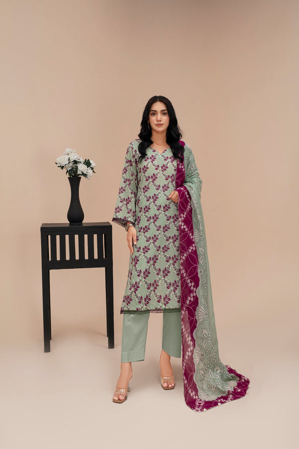 Fiza Noor Summer Lawn 3PC – Printed Shirt & Dupatta with Cambric Trouser M7