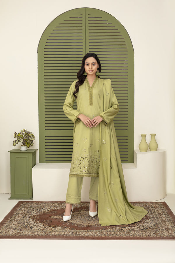 Unstiched Dobbi Linen Embroidered 3 Piece