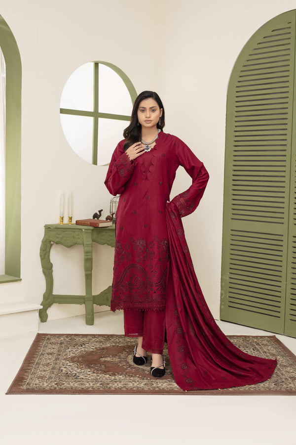 Unstiched Dobbi Linen Embroidered 3 Piece