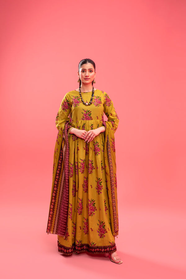 Fiza Noor Summer Lawn 3PC – Printed Shirt & Dupatta with Cambric Trouser M5