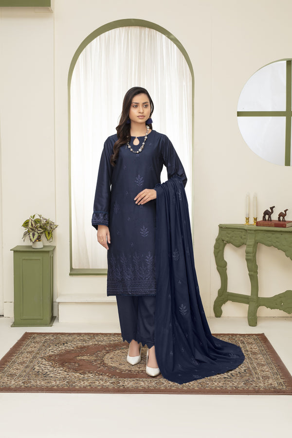 Unstiched Dobbi Linen Embroidered 3 Piece