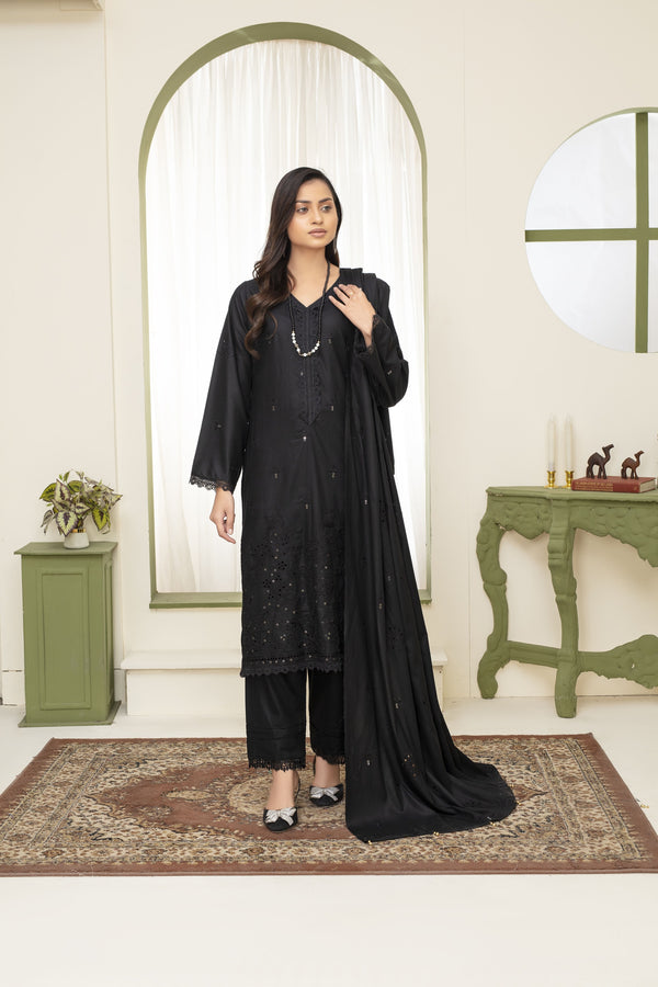 Unstiched Dobbi Linen Embroidered 3 Piece