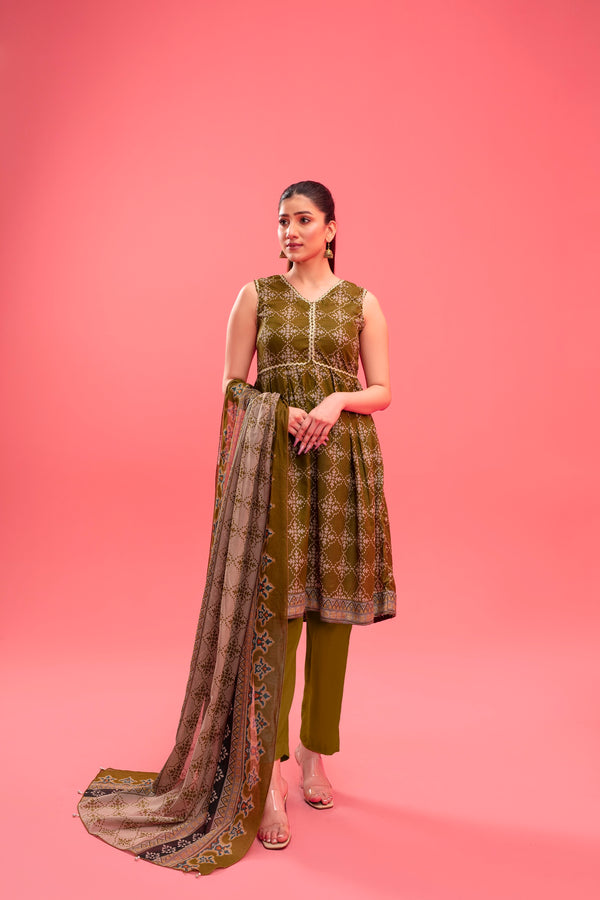Fiza Noor Summer Lawn 3PC – Printed Shirt & Dupatta with Cambric Trouser M5