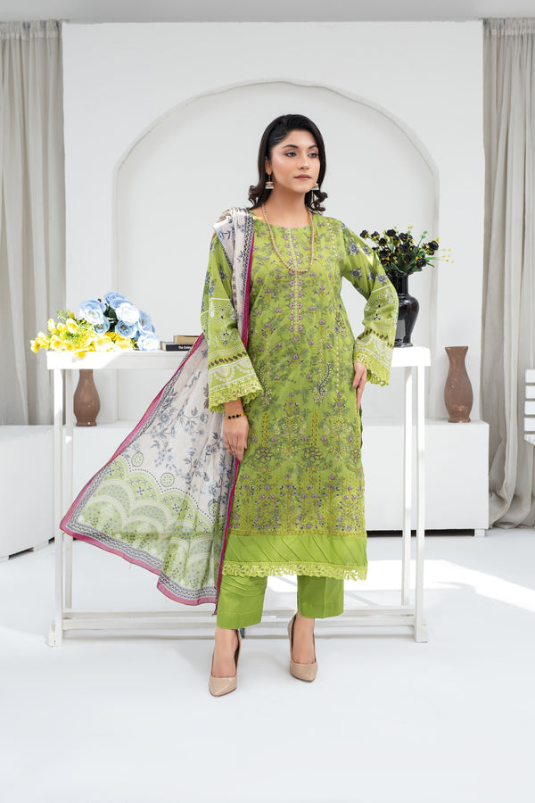 Unstiched Digital Embroidered Lawn 3pc