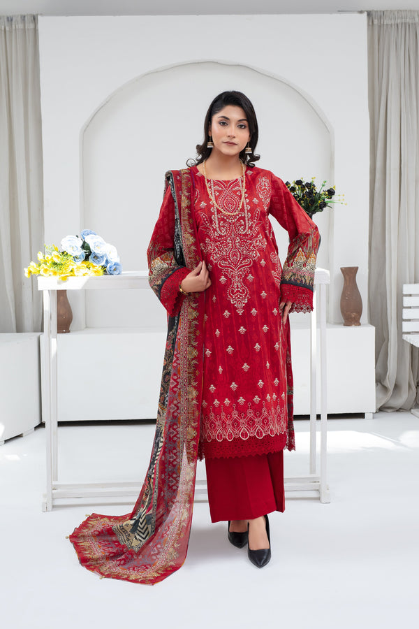 Unstiched Digital Embroidered Lawn 3pc