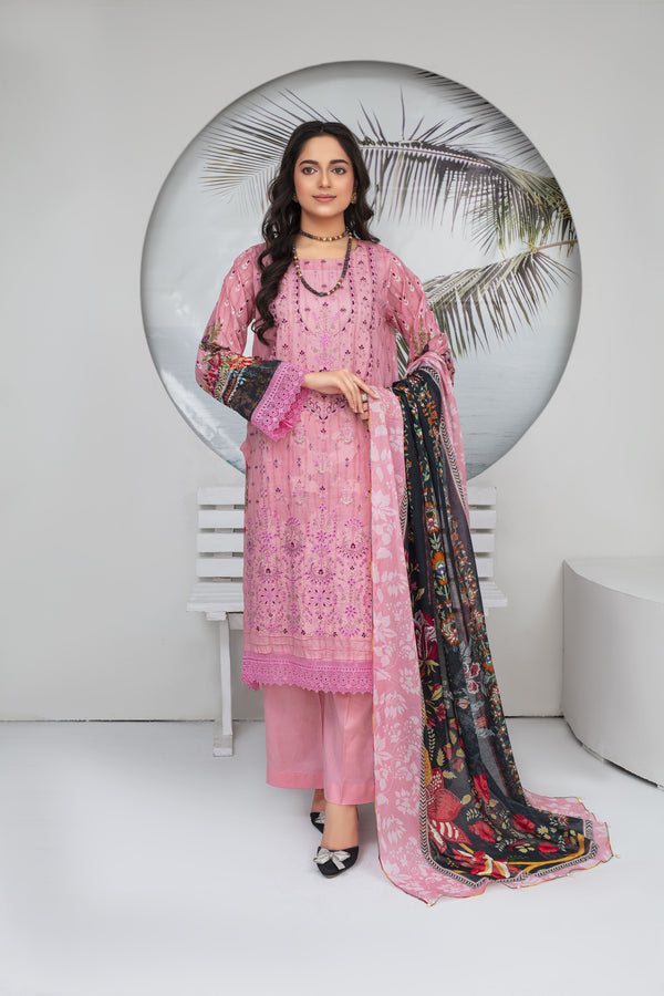 Unstiched Digital Embroidered Lawn 3pc