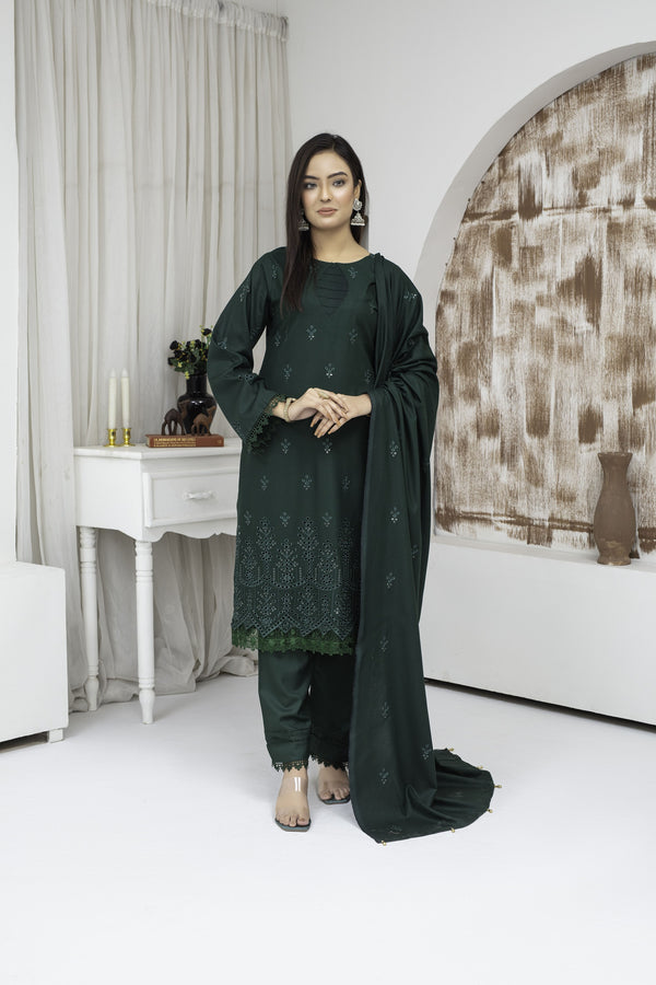 Unstiched Dobbi Linen Embroidered 3 Piece