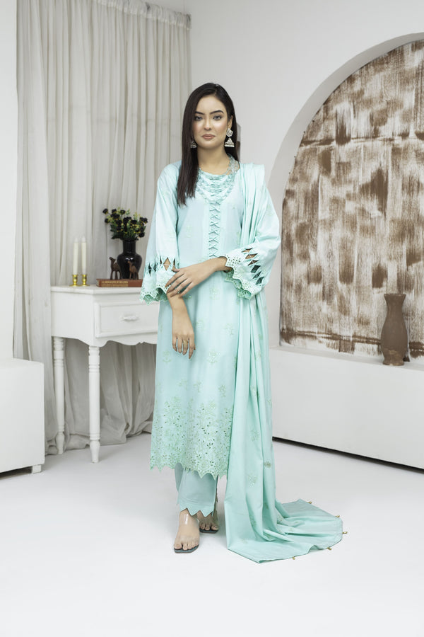 Unstiched Dobbi Linen Embroidered 3 Piece