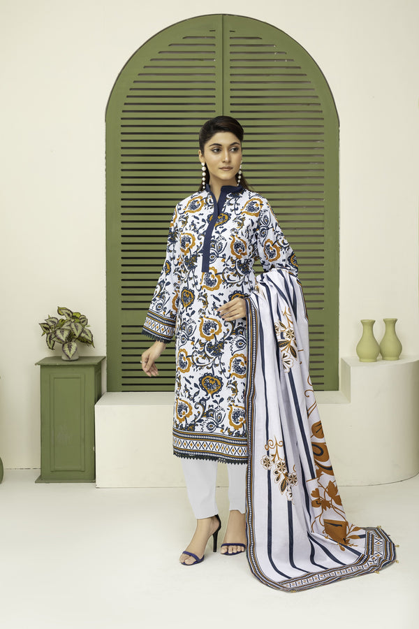 Unstitched Khaddar Printed 3 Piece