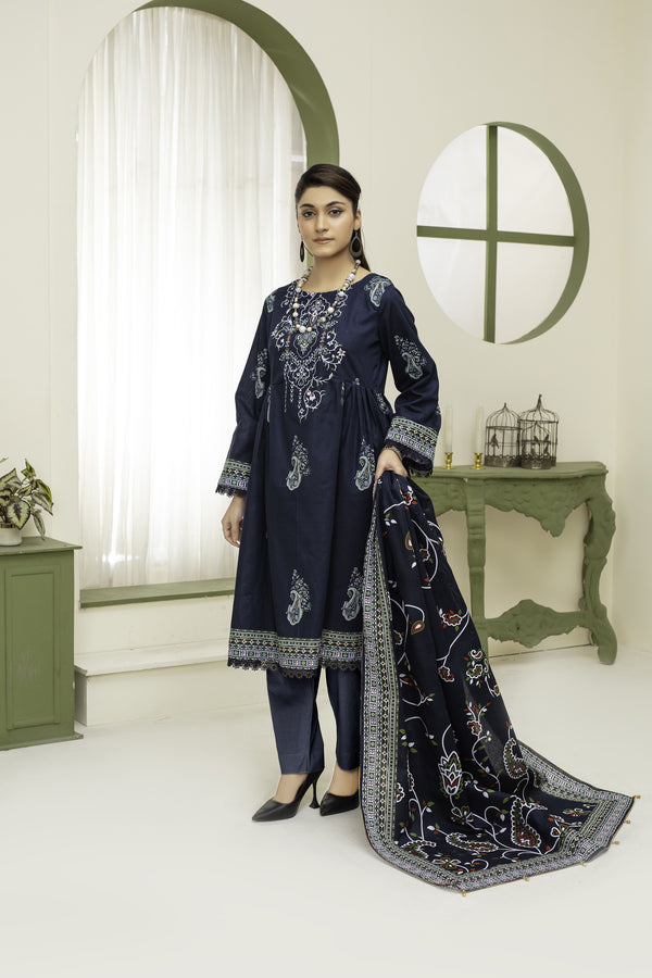 Unstitched Khaddar Printed 3 Piece