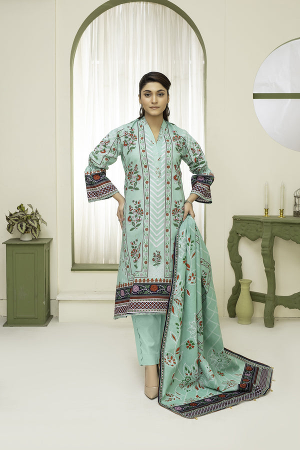 Unstitched Khaddar Printed 3 Piece