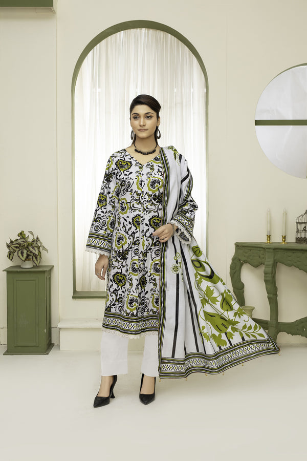 Unstitched Khaddar Printed 3 Piece