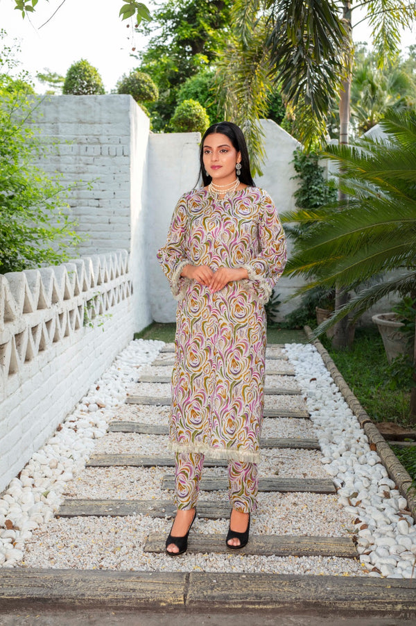 Fiza Noor Summer Printed Lawn 2-Piece Suit – Shirt & Trouser ME-3