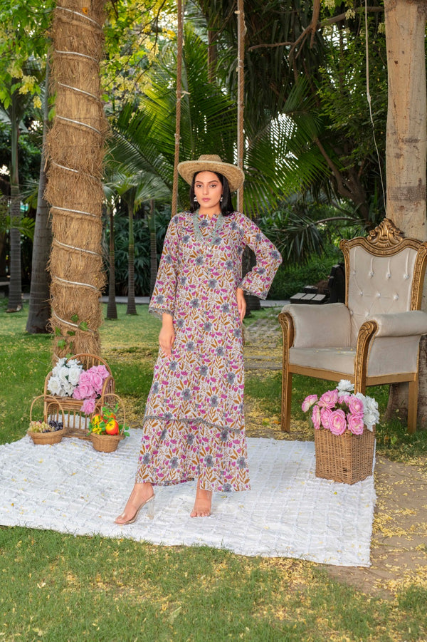 Fiza Noor Summer Printed Lawn 2-Piece Suit – Shirt & Trouser ME-4