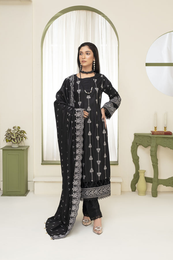 Unstiched Dobbi Linen Embroidered 3 Piece