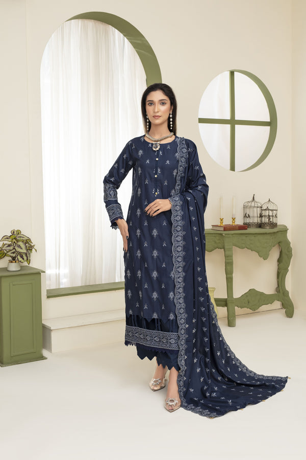 Unstiched Dobbi Linen Embroidered 3 Piece