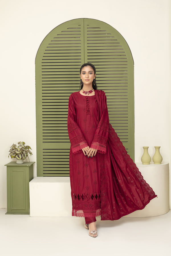 Unstiched Dobbi Linen Embroidered 3 Piece