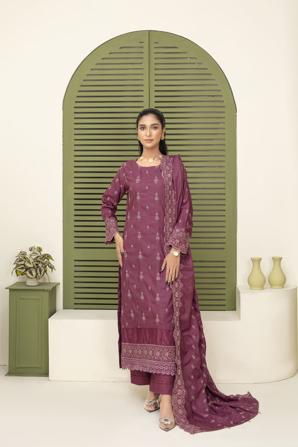 Unstiched Dobbi Linen Embroidered 3 Piece