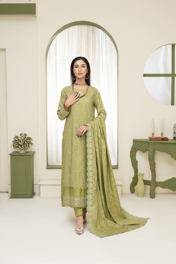 Unstiched Dobbi Linen Embroidered 3 Piece