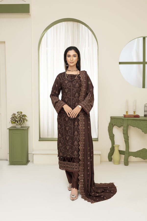 Unstiched Dobbi Linen Embroidered 3 Piece