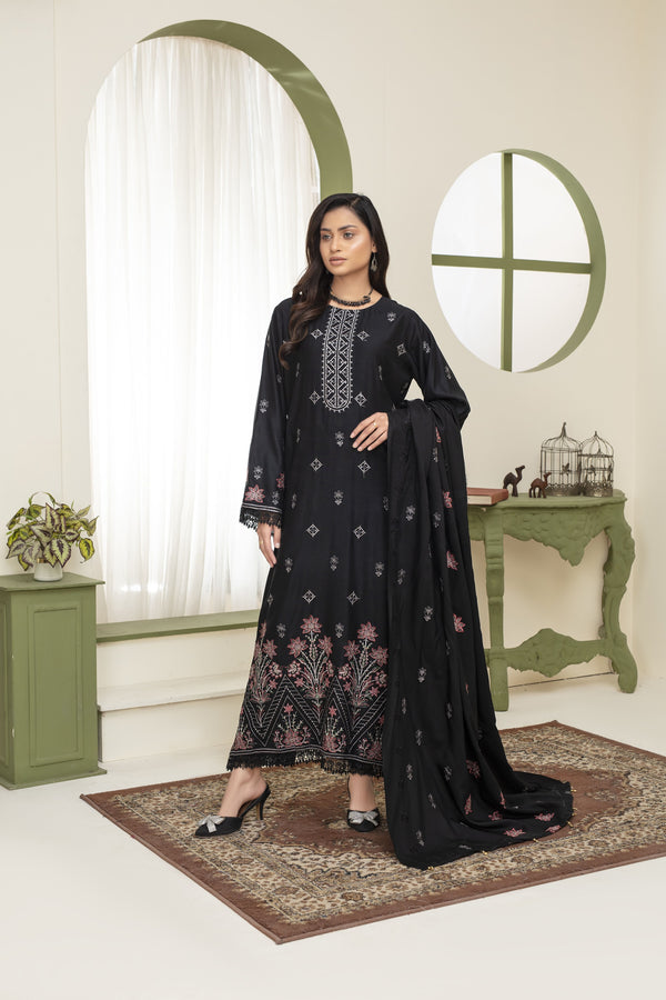 Unstiched Dobbi Linen Embroidered 3 Piece