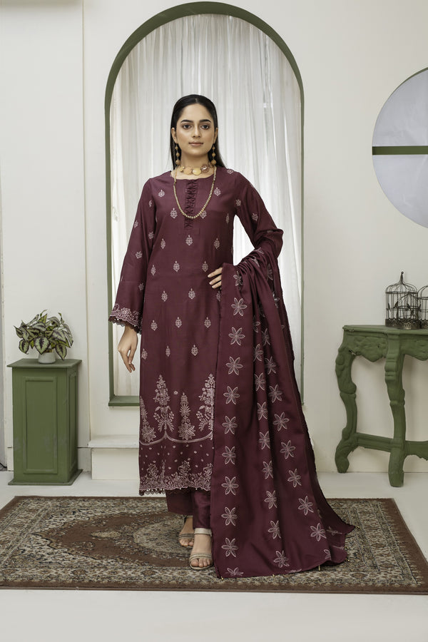 Unstiched Dobbi Linen Embroidered 3 Piece