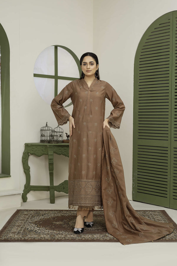 Unstiched Dobbi Linen Embroidered 3 Piece