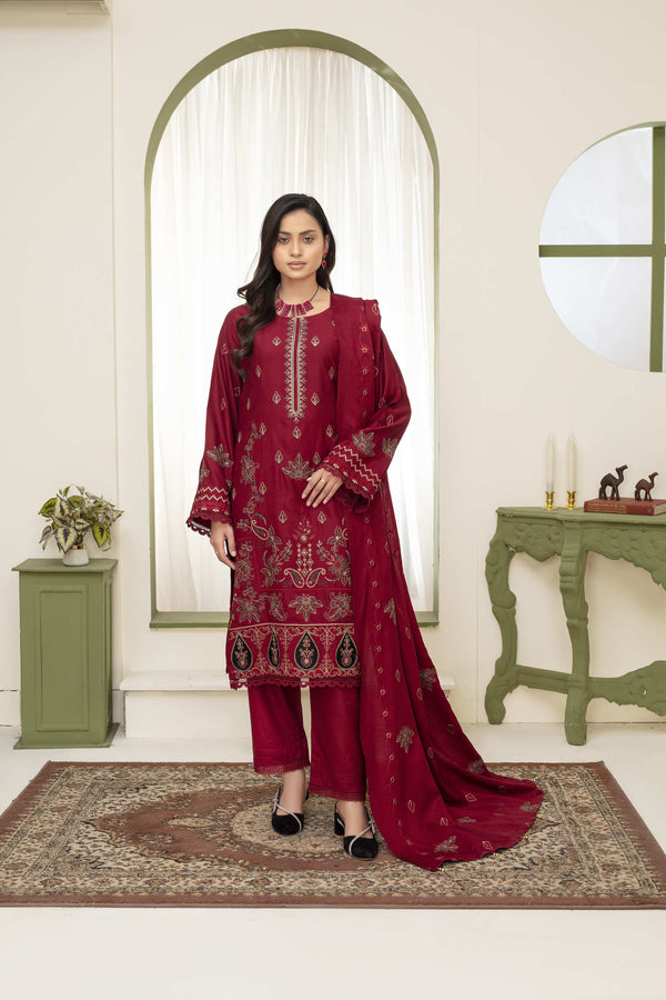 Unstiched Dobbi Linen Embroidered 3 Piece