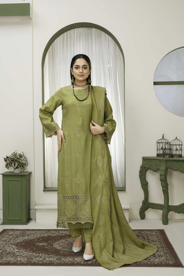 Unstiched Dobbi Linen Embroidered 3 Piece