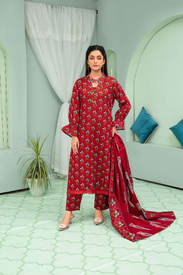 Unstitched Printed Khaddar 3 Piece