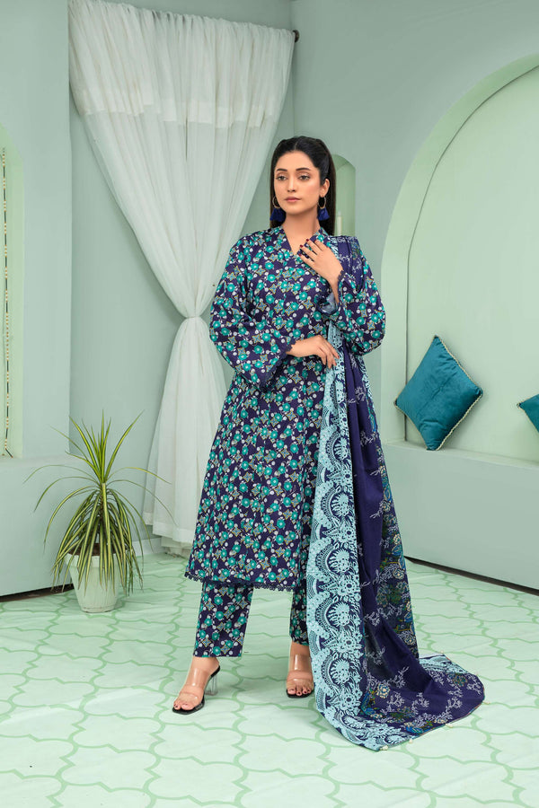 Unstitched Printed Khaddar 3 Piece