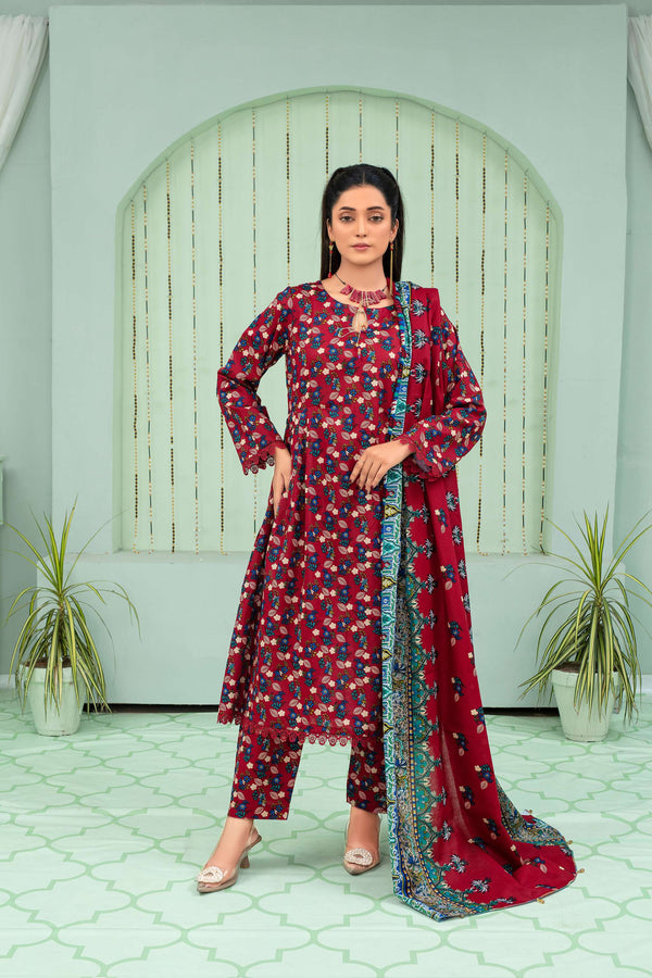 Unstitched Printed Khaddar 3 Piece