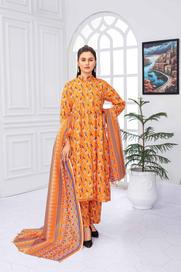 Unstitched Printed Khaddar 3 Piece