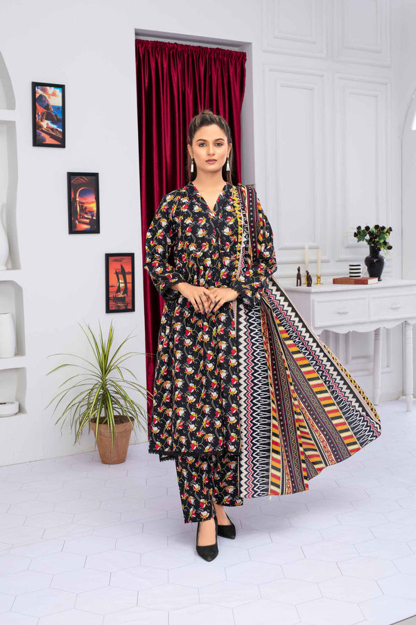 Unstitched Printed Khaddar 3 Piece