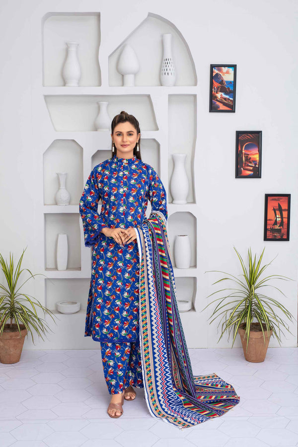 Unstitched Printed Khaddar 3 Piece