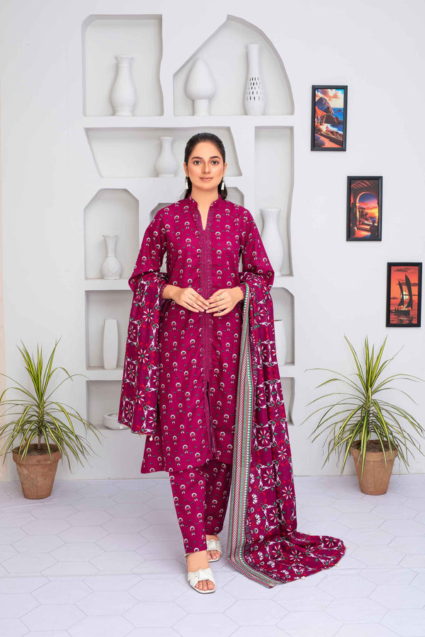 Unstitched Printed Khaddar 3 Piece