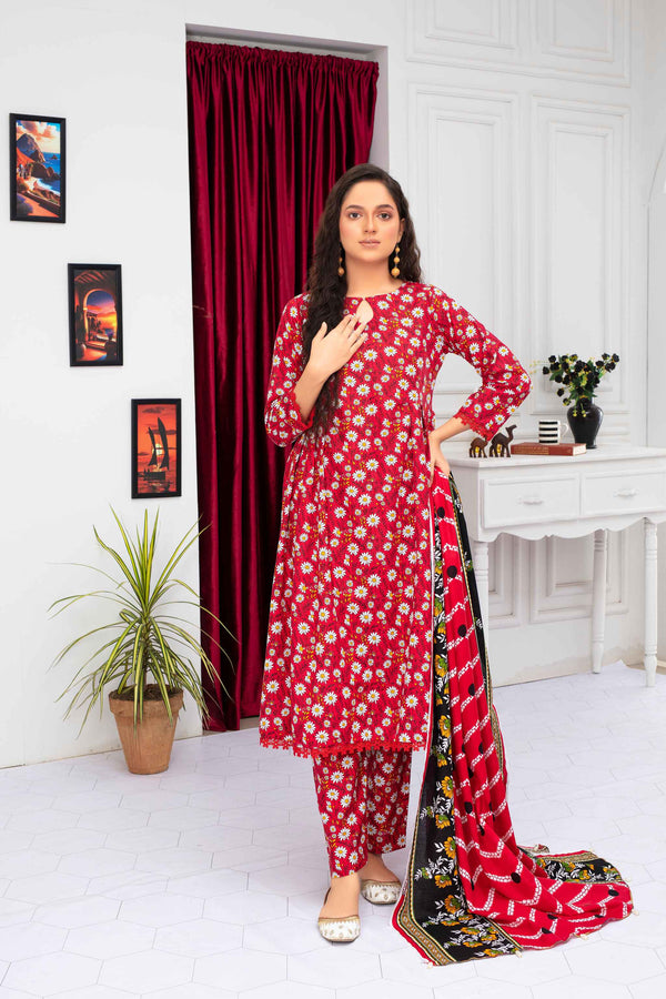 Unstitched Printed Khaddar 3 Piece