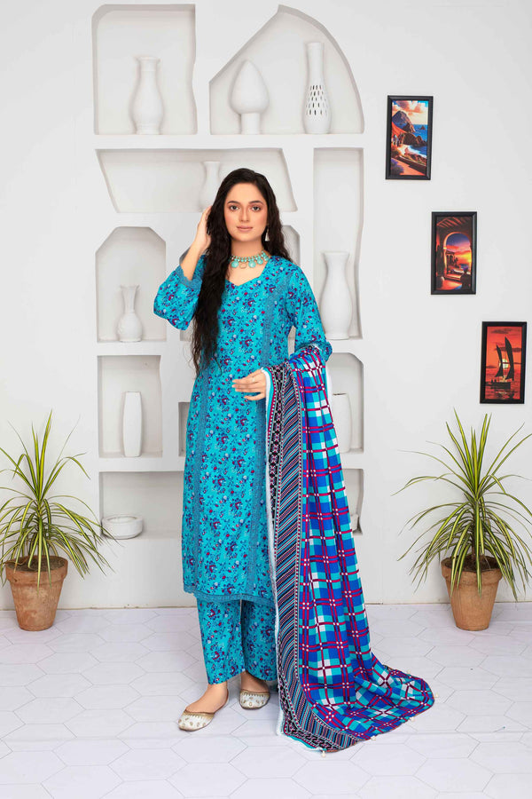 Unstitched Printed Khaddar 3 Piece