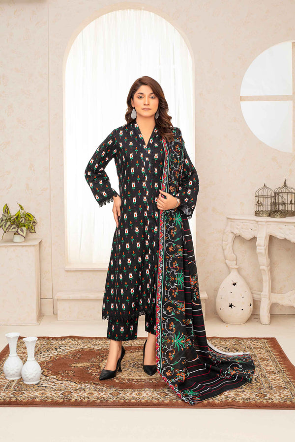 Unstitched Printed Khaddar 3 Piece