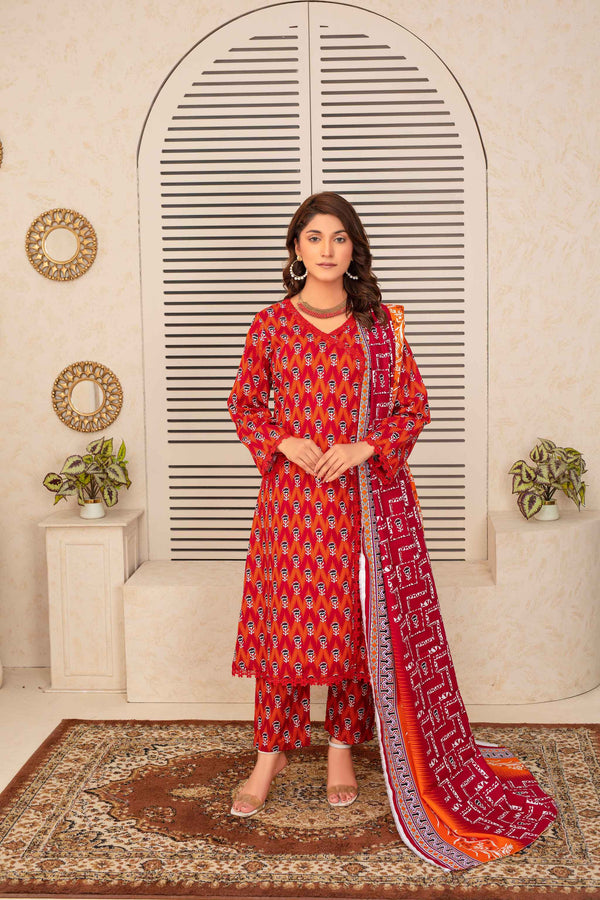 Unstitched Printed Khaddar 3 Piece